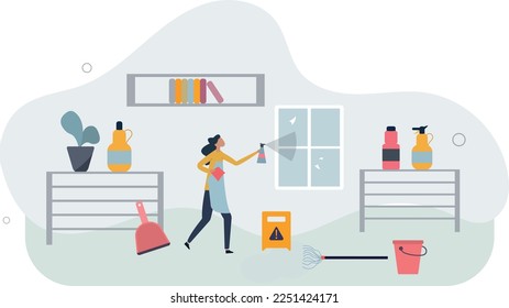 Cleaning jobs and professional hygiene service for home.Hired company janitor employees cleanup.flat vector illustration.