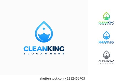 Cleaning King Logo designs concept vector, Cleaning Service and Maintenance logo designs symbol icon