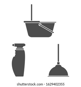 Cleaning Kit Icon. Household Cleaning. Housekeeping Equipment. Vector Illustration.