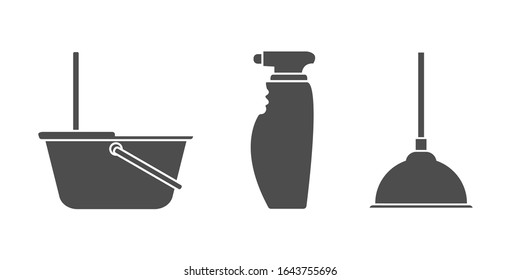 Cleaning Kit Icon. Household Cleaning, Washing Products Flat Vector Illustrations. Domestic Chores, Housekeeping Equipment Isolated. Vector Illustration.