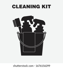 cleaning kit, Cleaning supplies still life. Cleaning equipment in flat design. illustration.