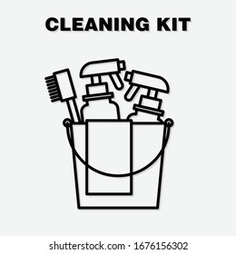 cleaning kit, Cleaning supplies still life. Cleaning equipment in flat design. illustration.