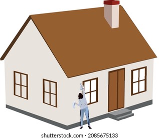 cleaning lady cleans house -