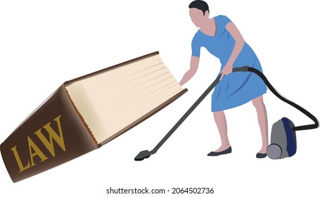 cleaning lady cleans under law book