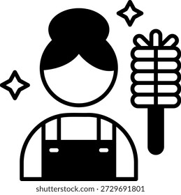 Cleaning Lady with Duster and Sparkles Icon