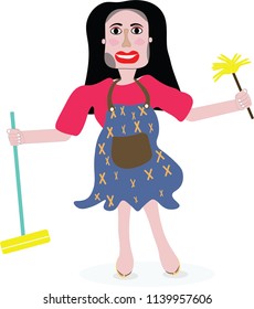 cleaning lady illustration idea