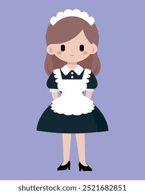 Cleaning lady, maid, illustration, for designers and backgrounds