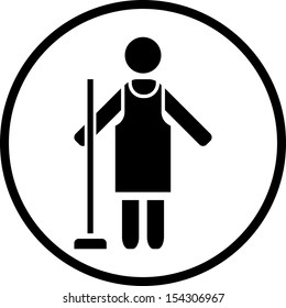 Cleaning Lady Room Service Icon Isolated 