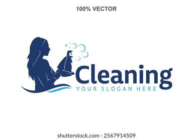 Cleaning Lady Service Woman Maid Logo Template design
