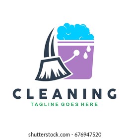 Cleaning lady service woman maid logo template