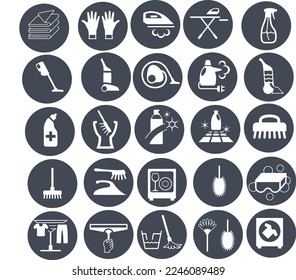 Iconos de productos de limpieza y lavado