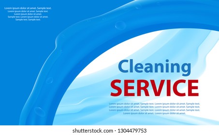 Cleaning or Laundry Services blue and white background with a splash of water. Banner or poster for cleanliness. Vector illustration.