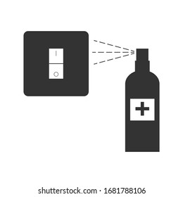 Cleaning the light switch. House cleaning. vector illustration