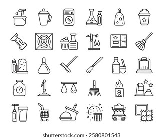 Cleaning line 50 icon set line art design (2)