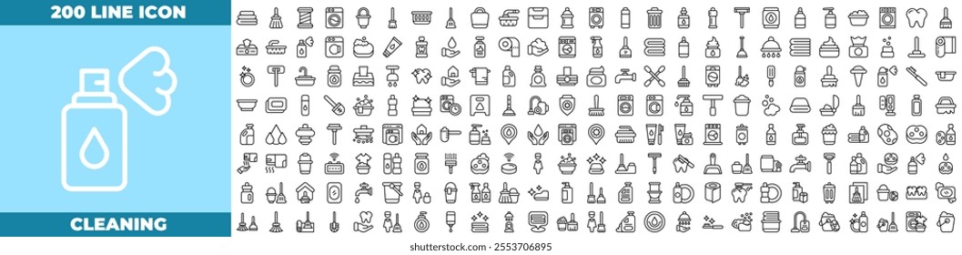 Cleaning Line Editable Icons set.