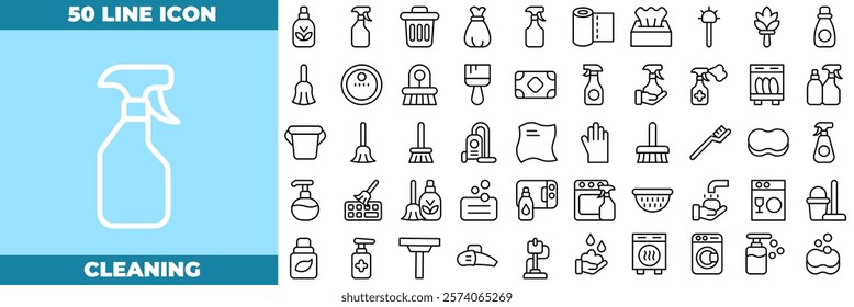 Cleaning Line Editable Icons set. Vector illustration in modern thin line style of cleaning icons: Washing, cleaning, laundry, etc