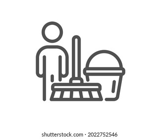 Cleaning line icon. Household service sign. Professional cleaner symbol. Quality design element. Linear style cleaning icon. Editable stroke. Vector