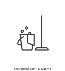 Cleaning line icon, outline vector sign, linear style pictogram isolated on white. Household symbol, logo illustration. Editable stroke. Pixel perfect graphics