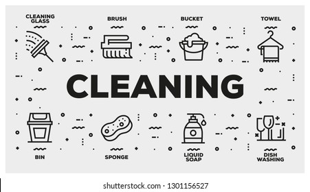 CLEANING LINE ICON SET