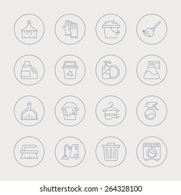cleaning line icon set 