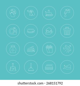 cleaning line icon set