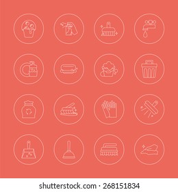 cleaning line icon set