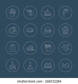cleaning line icon set