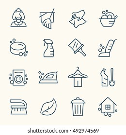 Cleaning line icons