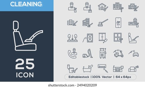 CLEANING  line icons collection Vector illustrator