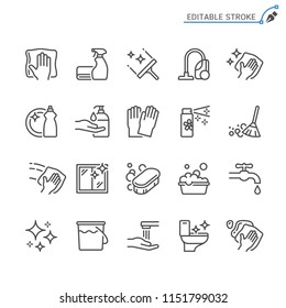 Cleaning line icons. Editable stroke. Pixel perfect.