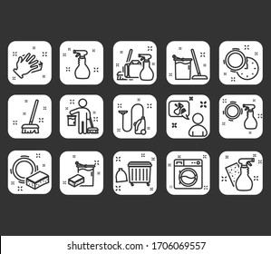 Cleaning line icons. Editable stroke. Pixel perfect.Cleaning service, icon set, services for cleaning and laundry in various rooms.