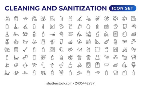 Cleaning line icons. Laundry, Window sponge, and Vacuum cleaner icons. Washing machine, Housekeeping service, and Maid cleaner equipment. Window cleaning, Wipe off, laundry washing machine.