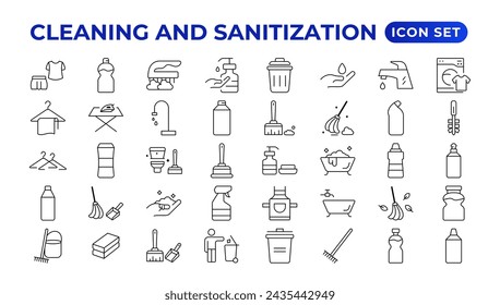 Cleaning line icons. Laundry, Window sponge, and Vacuum cleaner icons. Washing machine, Housekeeping service, and Maid cleaner equipment. Window cleaning, Wipe off, laundry washing machine.
