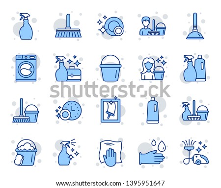 Cleaning line icons. Laundry, Window sponge and Vacuum cleaner icons. Washing machine, Housekeeping service and Maid cleaner equipment. Window cleaning, Wipe off, laundry washing machine. Vector