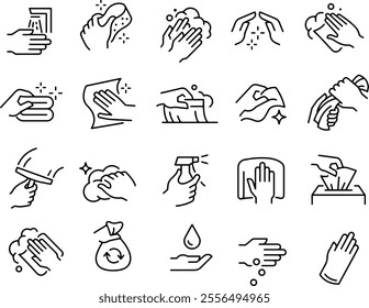 Cleaning line icons vector design