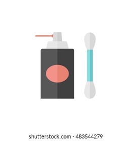 Cleaning liquid icon in flat color style. Cleaner tool camera electronic