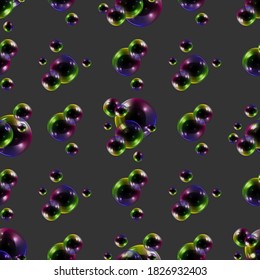 Cleaning liquid soap foam, shampoo bubbles Seamless pattern.