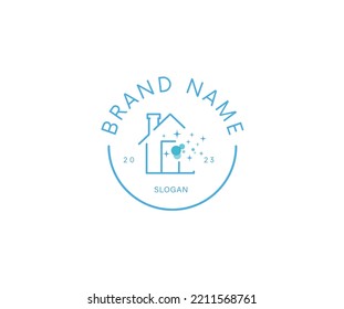 cleaning logo clean home logo  house icon housework modern design minimal cleanliness  job shiny detergent hygiene water servise aquipment wash professional floor laundry blue trendy machine creative