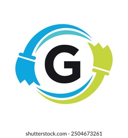 cleaning Logo combine with letter G vector template