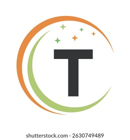  Cleaning Logo Combine With Letter T Vector Template