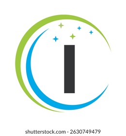  Cleaning Logo Combine With Letter I Vector Template