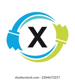 cleaning Logo combine with letter X vector template