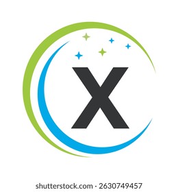  Cleaning Logo Combine With Letter X Vector Template