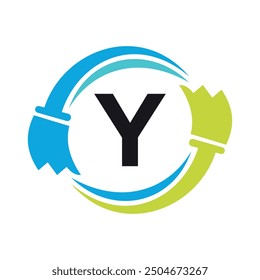 cleaning Logo combine with letter Y vector template