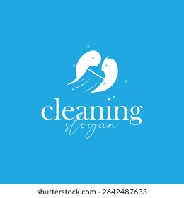Diseño de logotipo de limpieza con concepto de equipo de limpieza, minimalista simple símbolo de servicio de limpieza, servicio de limpieza de la casa, ilustración de Plantilla moderna, producto, negocio o servicio