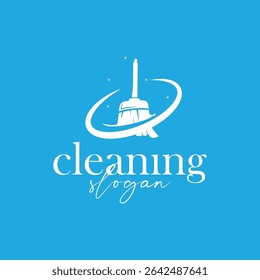 cleaning logo design with cleaning equipment concept, minimalist simple cleaning service symbol, clean house service, modern template illustration, product, business or service brand symbol