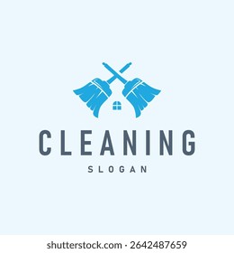 cleaning logo design with cleaning equipment concept, minimalist simple cleaning service symbol, clean house service, modern template illustration, product, business or service brand symbol