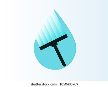 Cleaning logo. A drop of water and a scraper. Cleaning service at home.