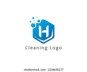 Cleaning logo icon symbol Design with Letter H. Cleaning service logo. Vector illustration logo template