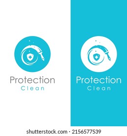 Cleaning logo, cleaning protection logo and house cleaning logo. With vector design concept.